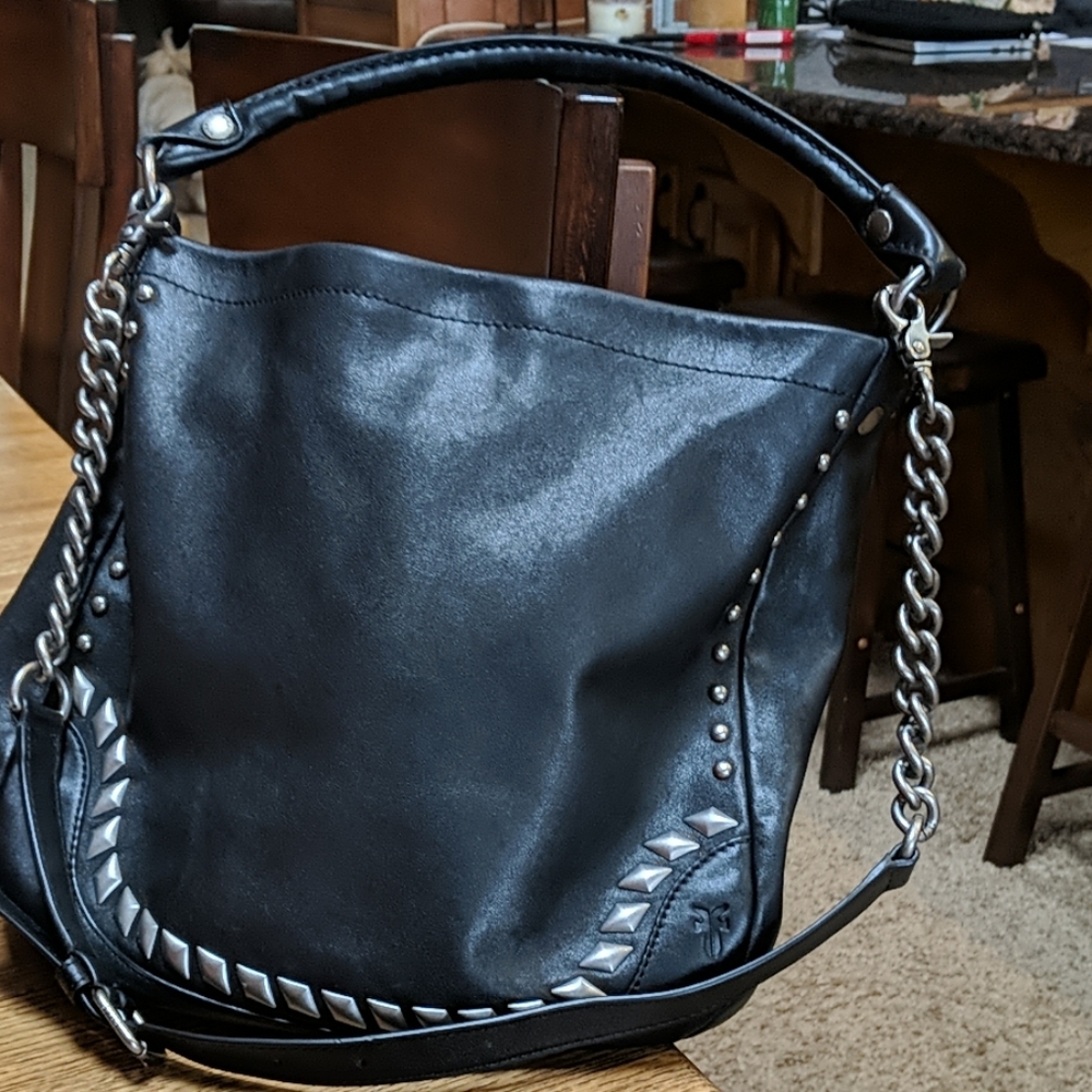 Frye Studded Hobo Bag Black